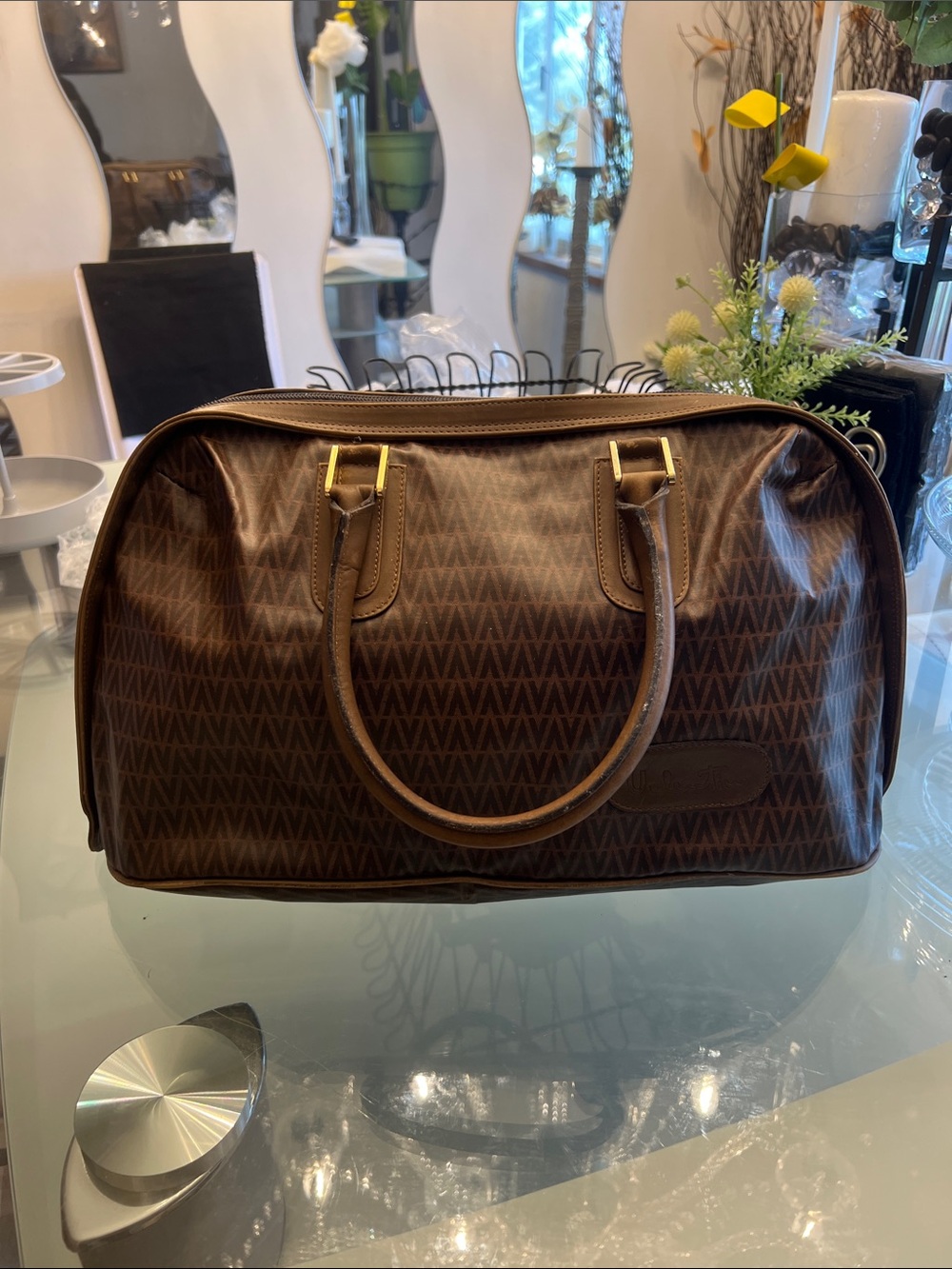 Valentino Brown Monogram Signature Satchel - Picture 11 of 11